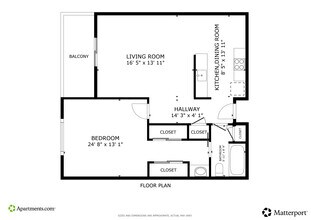 1 bedroom/ 1 bath A floor plan